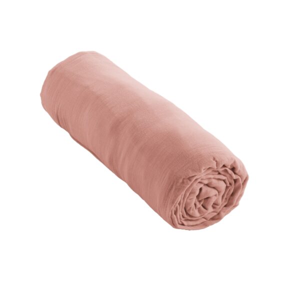 Drap housse 90x190 cm en gaze de coton unie GAÏA - L'effet papillon - rose pêche