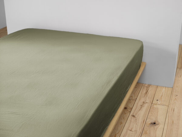 Drap housse 200x200 cm en gaze de coton unie GAÏA - L'effet papillon - romarin