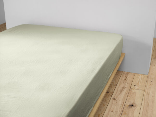Drap housse 200x200 cm en gaze de coton unie GAÏA - L'effet papillon - vert d'eau