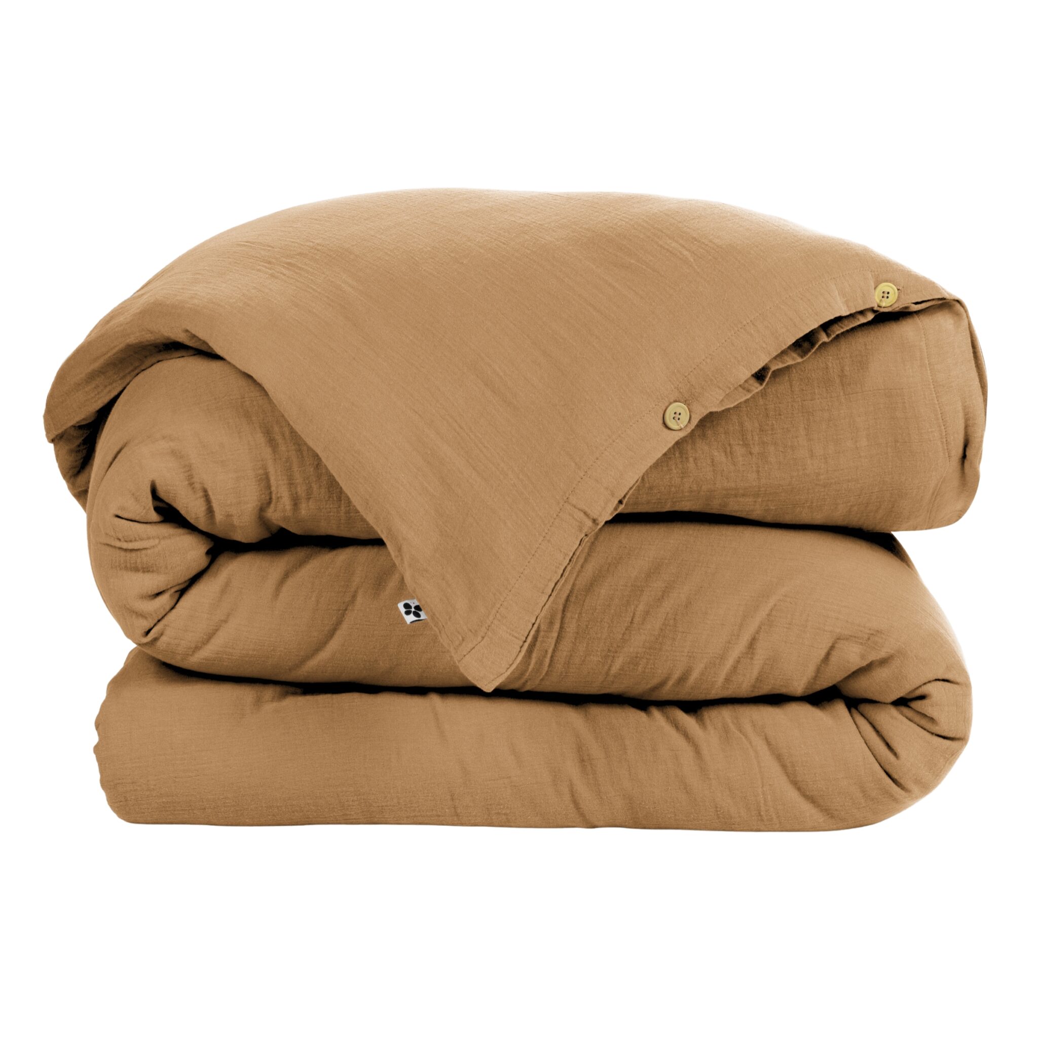 Housse de couette 280x240 cm en gaze de coton unie GAÏA - L'effet papillon - camel