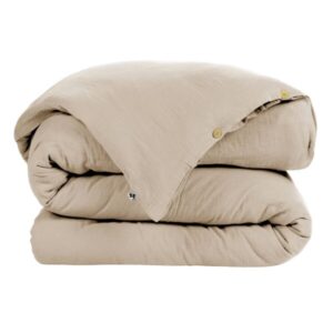 Housse de couette 280x240 cm en gaze de coton unie GAÏA - L'effet papillon - ficelle