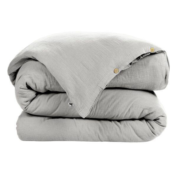 Housse de couette 200x200 cm en gaze de coton unie GAÏA - L'effet papillon - nuage