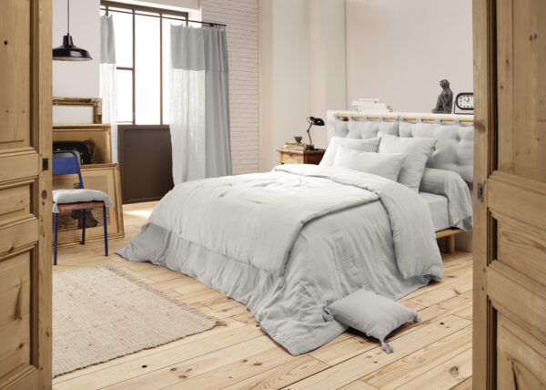 Housse de couette 200x200 cm en gaze de coton unie GAÏA - L'effet papillon - nuage