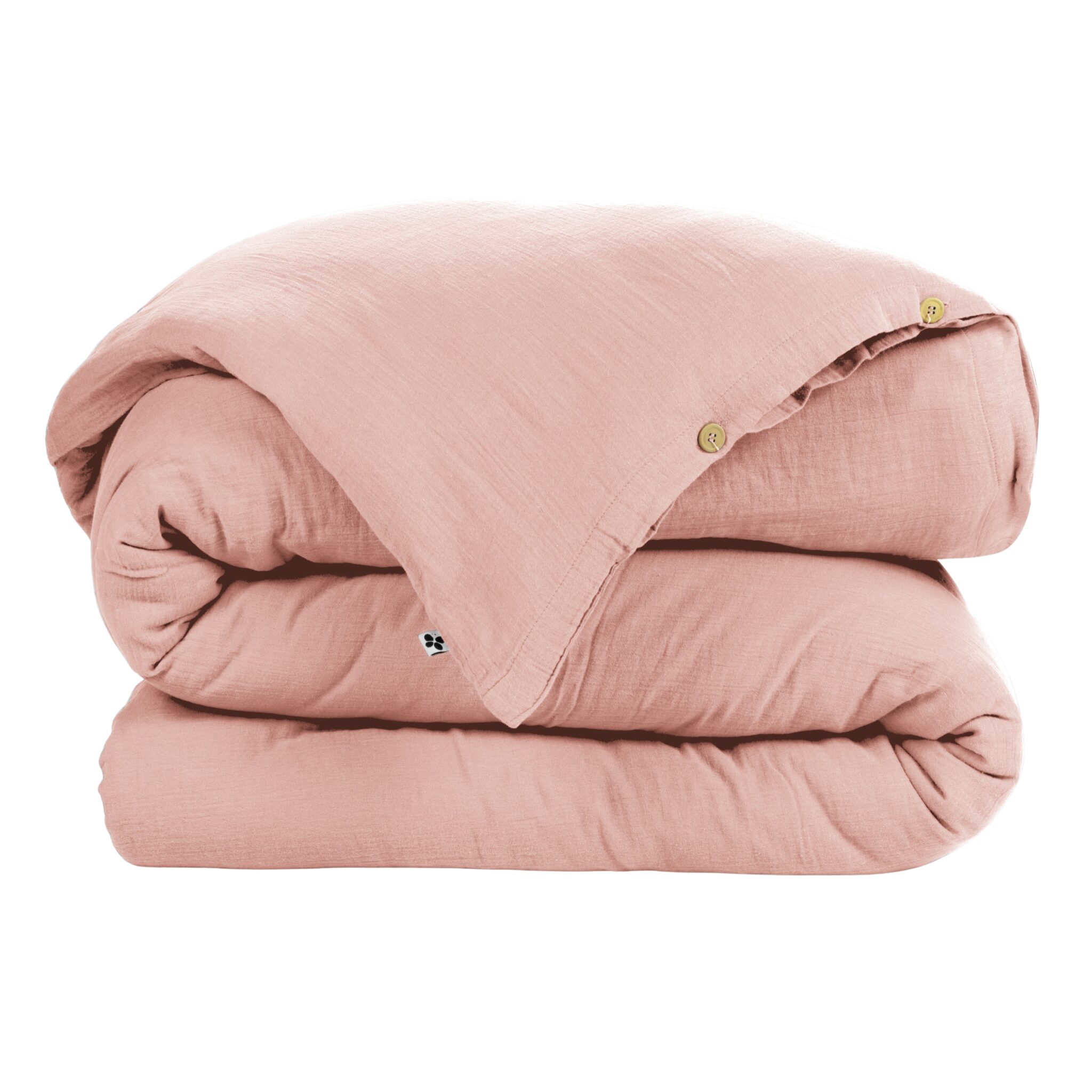 Housse de couette 140x200 cm en gaze de coton unie GAÏA - L'effet papillon - rose pêche