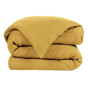 Housse de couette 280x240 cm en gaze de coton unie GAÏA - L'effet papillon - safran