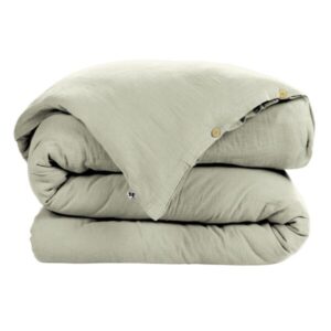Housse de couette 280x240 cm en gaze de coton unie GAÏA - L'effet papillon - vert d'eau