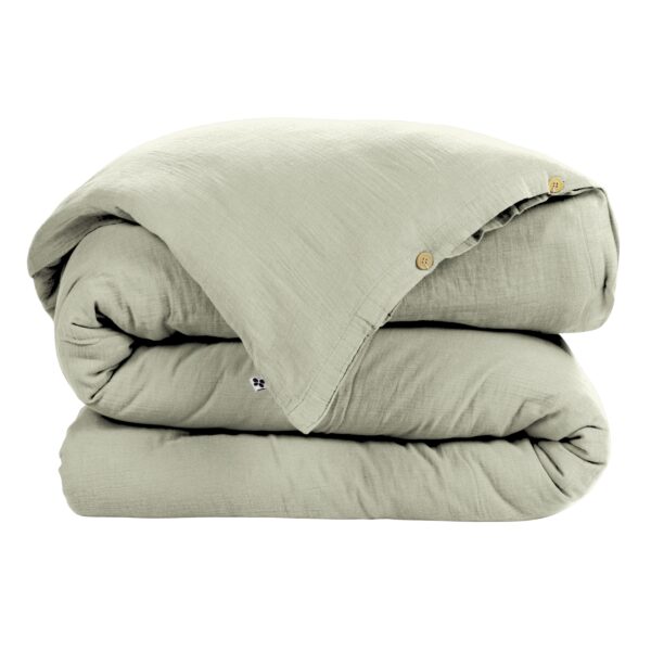 Housse de couette 280x240 cm en gaze de coton unie GAÏA - L'effet papillon - vert d'eau