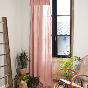 Rideau ajustable + 8 anneaux pince 140x300 cm en gaze de coton unie GAÏA - L'effet papillon - rose pêche