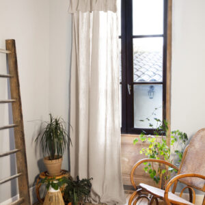 Rideau ajustable + 8 anneaux pince 140x300 cm en gaze de coton unie GAÏA - L'effet papillon - pampa