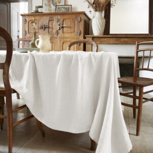 Nappe rectangulaire 170 x 250 cm en lin lavé SOLINE - L'effet papillon - craie