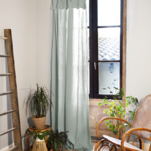 Rideau ajustable + 8 anneaux pince 140x300 cm en gaze de coton unie GAÏA - L'effet papillon - eucalyptus
