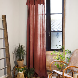 Rideau ajustable + 8 anneaux pince 140x300 cm en gaze de coton unie GAÏA - L'effet papillon - terracotta