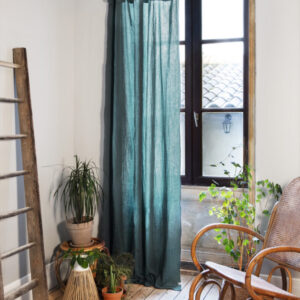Rideau ajustable + 8 anneaux pince 140x300 cm en gaze de coton unie GAÏA - L'effet papillon - canard