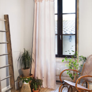 Rideau ajustable + 8 anneaux pince 140x300 cm en gaze de coton unie GAÏA - L'effet papillon - guimauve