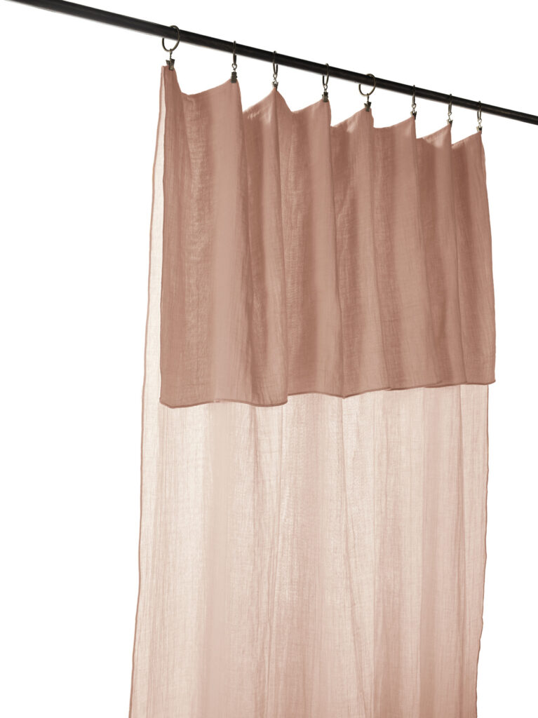 Rideau ajustable + 8 anneaux pince 140x300 cm en gaze de coton unie GAÏA - L'effet papillon - guimauve – Image 3