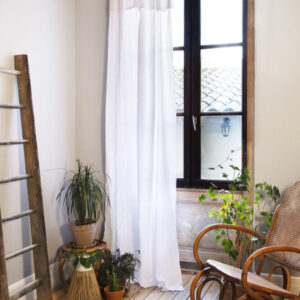 Rideau ajustable + 8 anneaux pince 140x300 cm en gaze de coton unie GAÏA - L'effet papillon - chantilly