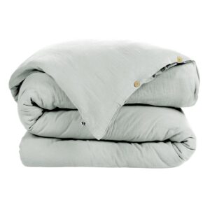 Housse de couette 280x240 cm en gaze de coton unie GAÏA - L'effet papillon - eucalyptus