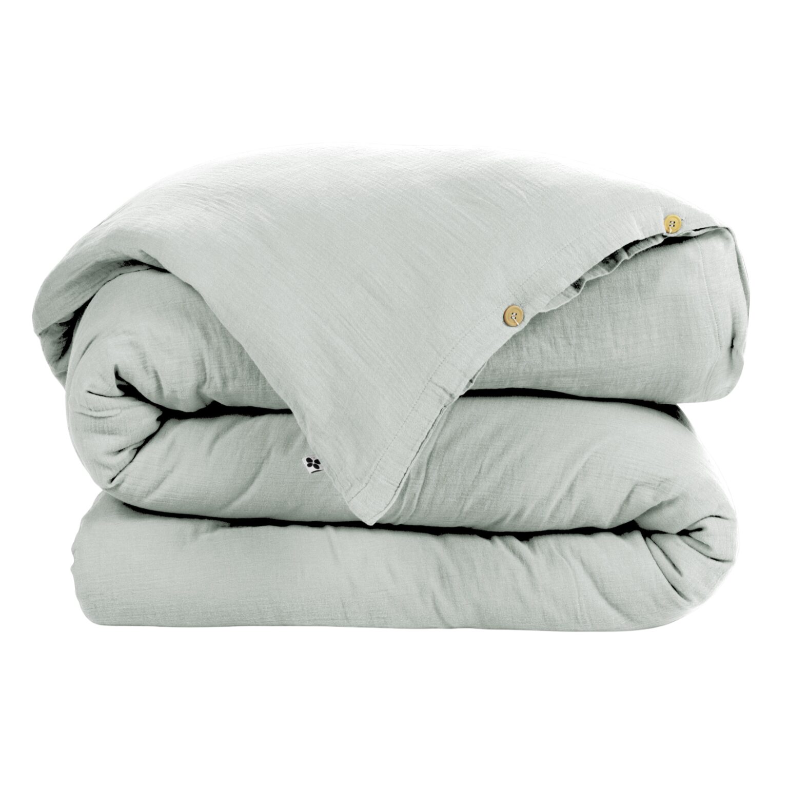 Housse de couette 280x240 cm en gaze de coton unie GAÏA - L'effet papillon - eucalyptus