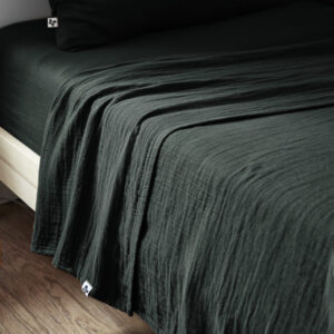 Drap plat 270 x 300 cm en gaze de coton unie GAÏA - L'effet papillon - sapin