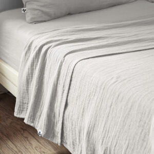 Drap plat 270 x 300 cm en gaze de coton unie GAÏA - L'effet papillon - nuage