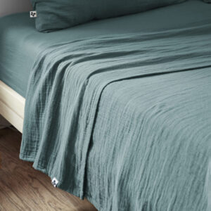 Drap plat 270 x 300 cm en gaze de coton unie GAÏA - L'effet papillon  - canard