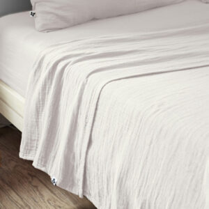 Drap plat 270 x 300 cm en gaze de coton unie GAÏA - L'effet papillon - chantilly