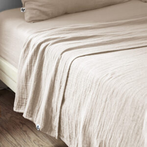Drap plat 270 x 300 cm en gaze de coton unie GAÏA - L'effet papillon - pampa