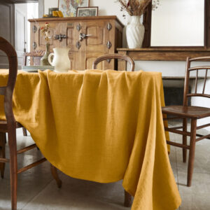 Nappe rectangulaire 170 x 250 cm en lin lavé SOLINE - L'effet papillon - miel