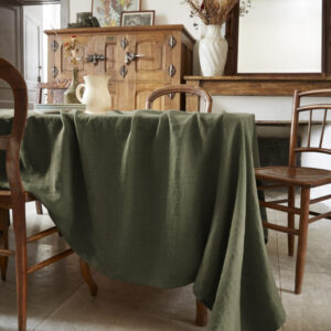 Nappe rectangulaire 170 x 250 cm en lin lavé SOLINE - L'effet papillon - thym