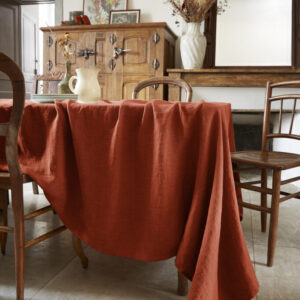 Nappe rectangulaire 170 x 250 cm en lin lavé SOLINE - L'effet papillon - paprika