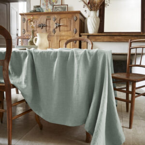 Nappe rectangulaire 170 x 250 cm en lin lavé SOLINE - L'effet papillon - eucalyptus