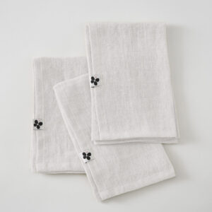 Lot de 3 serviettes 40 x 40 cm en lin lavé SOLINE - L'effet papillon - craie