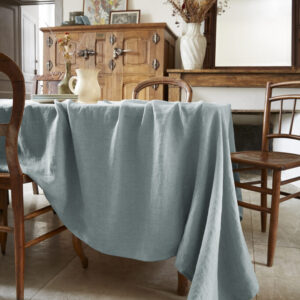 Nappe rectangulaire 170 x 250 cm en lin lavé SOLINE - L'effet papillon - azur