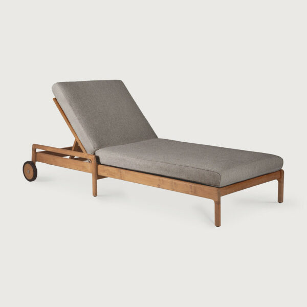 Bain de soleil ajustable JACK en teck avec coussinage moka - 216x84x H34 cm - Ethnicraft