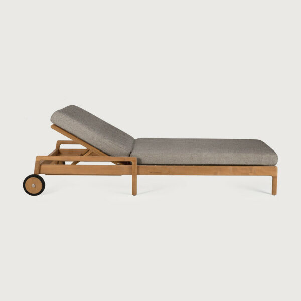 Bain de soleil ajustable JACK en teck avec coussinage moka - 216x84x H34 cm - Ethnicraft