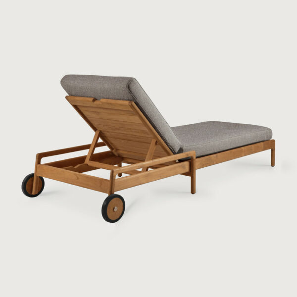Bain de soleil ajustable JACK en teck avec coussinage moka - 216x84x H34 cm - Ethnicraft – Image 4