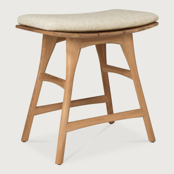 Tabouret Osso outdoor en teck avec coussin tissu naturel - 50 x 33 x H 51 cm Ethnicraft