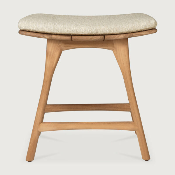 Tabouret Osso outdoor en teck avec coussin tissu naturel - 50 x 33 x H 51 cm Ethnicraft