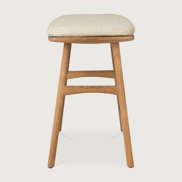 Tabouret Osso outdoor en teck avec coussin tissu naturel - 50 x 33 x H 51 cm Ethnicraft – Image 7