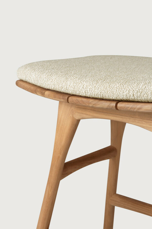 Tabouret Osso outdoor en teck avec coussin tissu naturel - 50 x 33 x H 51 cm Ethnicraft – Image 6