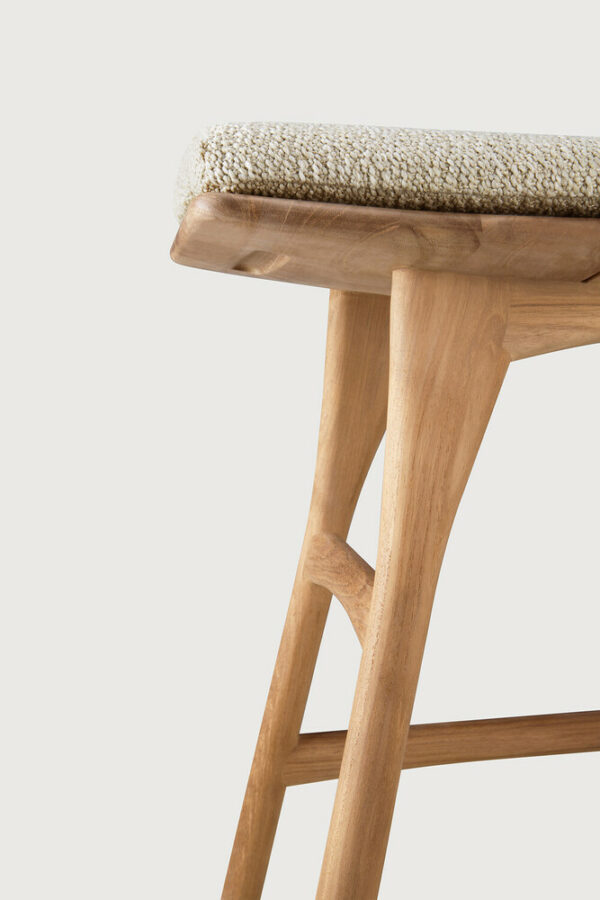 Tabouret Osso outdoor en teck avec coussin tissu naturel - 50 x 33 x H 51 cm Ethnicraft – Image 4