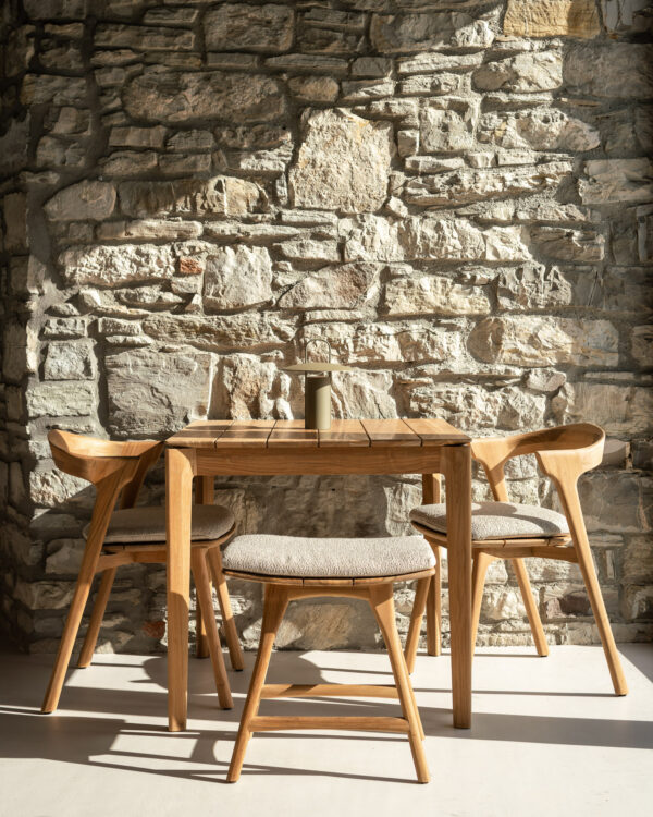 Tabouret Osso outdoor en teck avec coussin tissu naturel - 50 x 33 x H 51 cm Ethnicraft – Image 3
