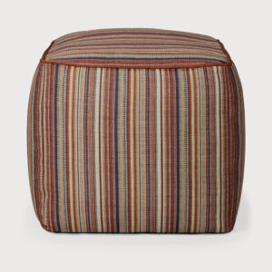 Pouf de jardin Zahara - 50 x 50 x H 45 cm - Ethnicraft - Rayures couleur terre