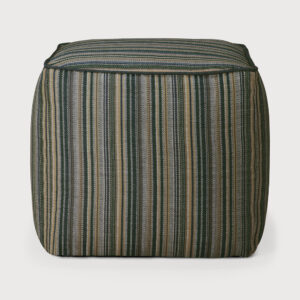 Pouf de jardin Zahara - 50 x 50 x H 45 cm - Ethnicraft - Rayures bleues