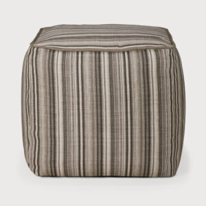 Pouf de jardin Zahara - 50 x 50 x H 45 cm - Ethnicraft - Rayures grises