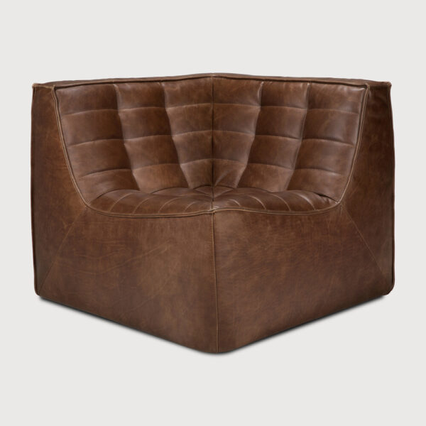 Canapé N701 - module d'angle arrondi à 90° - cuir chestnut - 91 x 91 x H 76 cm - Ethnicraft