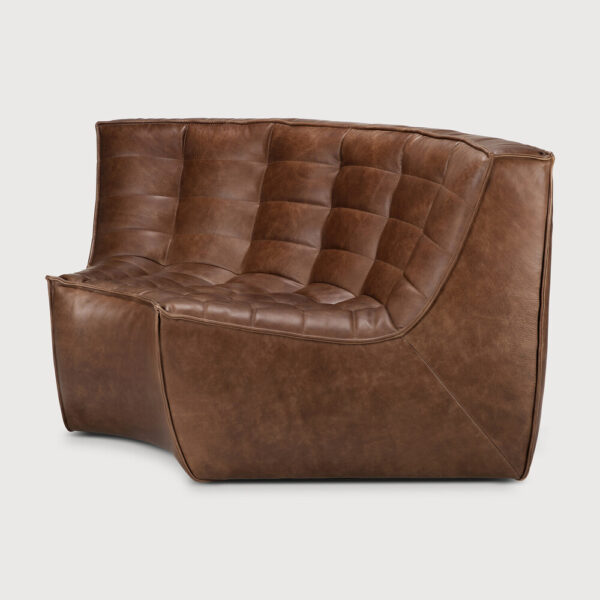 Canapé N701 - module d'angle arrondi à 90° - cuir chestnut - 120 x 120 x H 76 cm -Ethnicraft