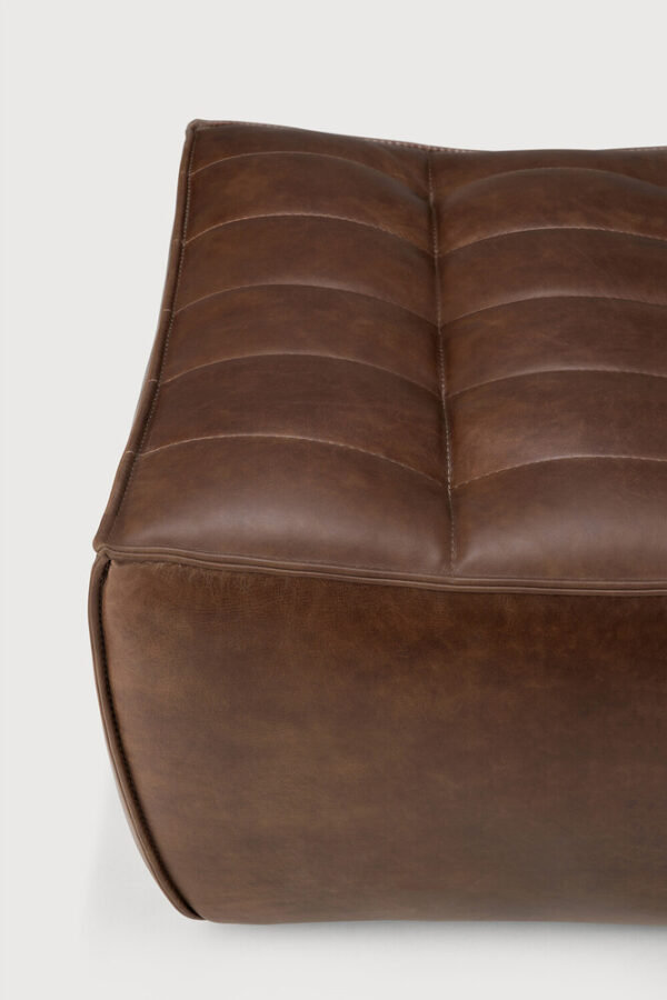 Pouf N701 - repose-pieds - cuir chestnut - 70 x 70 x H 43 cm - Ethnicraft – Image 7