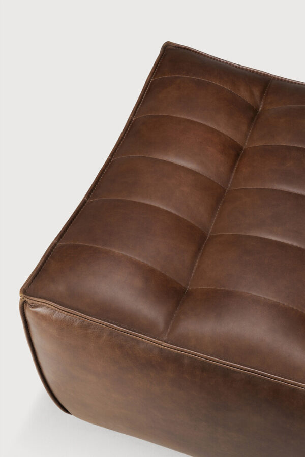 Pouf N701 - repose-pieds - cuir chestnut - 70 x 70 x H 43 cm - Ethnicraft – Image 6