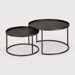 Set de deux tables basses à plateaux de jardin Aluminium thermolaqué bronze foncé - 62 x 62 x H 38 cm - Ethnicraft